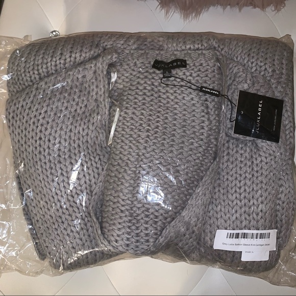 NWT JLUXLABEL Grey Lottie Balloon Sleeve Knit Cardigan - Picture 11 of 12